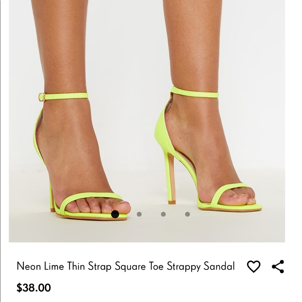 PLT Neon Lime Thin Strap Square Toe Strappy Sandal